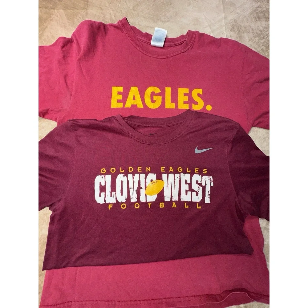 Lot of 2 Clovis west Eagles Football Nike & Gildan Tshirts Medium